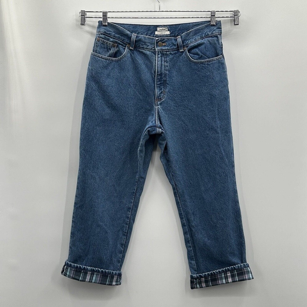 L.L. Bean Flannel‎ Lined Original Fit Denim Blue Jeans Women’s 16P (33/26.5)